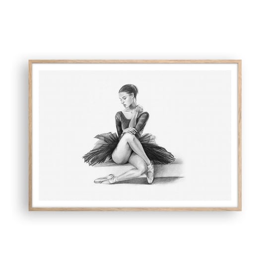 Obraz - Plakat - Zaczarowana tańcem - 100x70cm - Baletnica Taniec Balet - Foto Plakaty w ramie koloru jasny dąb do Salonu Sypialni ARTTOR ARTTOR