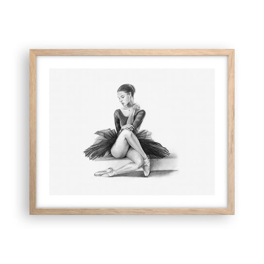 Obraz - Plakat - Zaczarowana tańcem - 50x40cm - Baletnica Taniec Balet - Foto Plakaty w ramie koloru jasny dąb do Salonu Sypialni ARTTOR ARTTOR