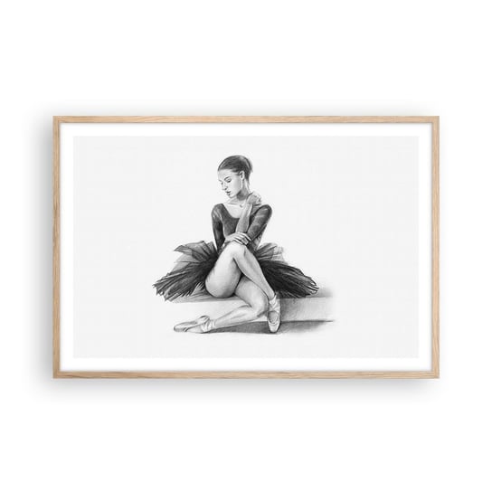 Obraz - Plakat - Zaczarowana tańcem - 91x61cm - Baletnica Taniec Balet - Foto Plakaty na ścianę w ramie jasny dąb - Plakat do Salonu Sypialni ARTTOR ARTTOR