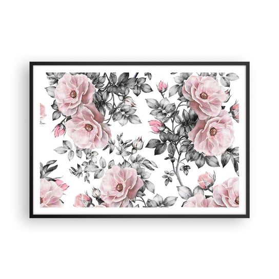 Obraz - Plakat - Zagubić się w kwiatach róż - 100x70cm - Kwiaty Róża Ogród - Foto Plakaty w ramie koloru czarnego do Salonu Sypialni ARTTOR ARTTOR
