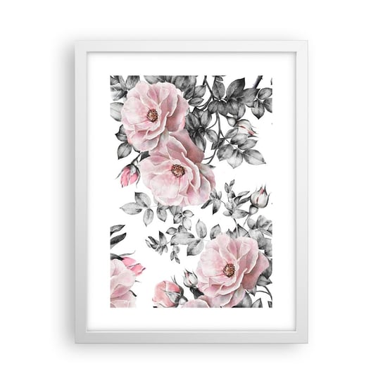 Obraz - Plakat - Zagubić się w kwiatach róż - 30x40cm - Kwiaty Róża Ogród - Foto Plakaty na ścianę w ramie białej - Plakat do Salonu Sypialni ARTTOR ARTTOR