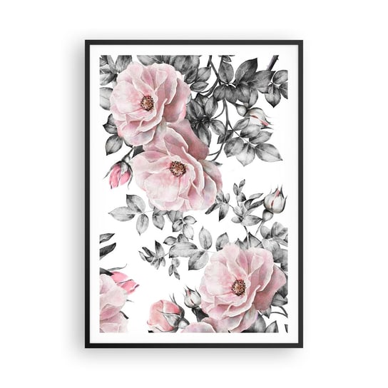 Obraz - Plakat - Zagubić się w kwiatach róż - 70x100cm - Kwiaty Róża Ogród - Foto Plakaty w ramie koloru czarnego do Salonu Sypialni ARTTOR ARTTOR