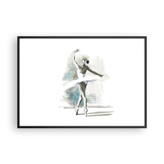 Obraz - Plakat - Zaklęta w łabędzia - 100x70cm - Baletnica Taniec Balet - Foto Plakaty w ramie koloru czarnego do Salonu Sypialni ARTTOR ARTTOR