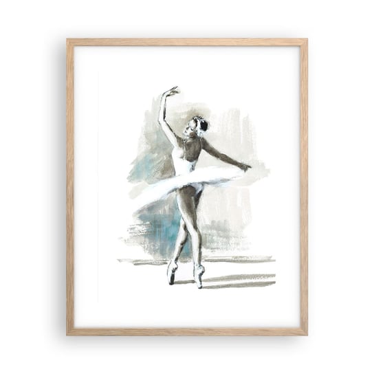 Obraz - Plakat - Zaklęta w łabędzia - 40x50cm - Baletnica Taniec Balet - Foto Plakaty w ramie koloru jasny dąb do Salonu Sypialni ARTTOR ARTTOR
