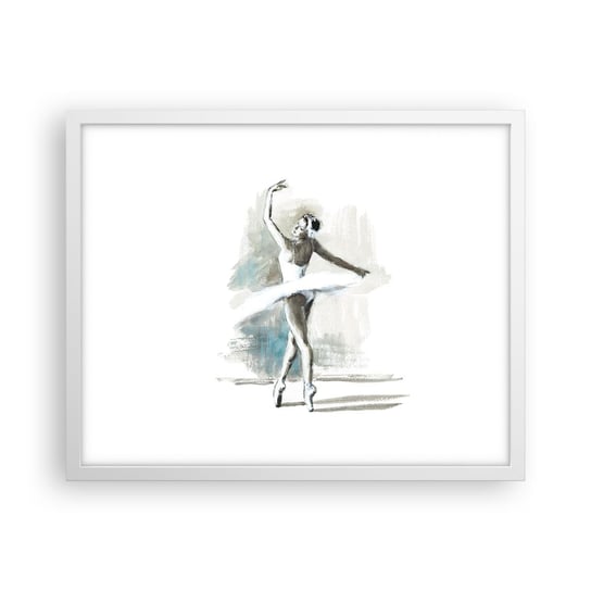 Obraz - Plakat - Zaklęta w łabędzia - 50x40cm - Baletnica Taniec Balet - Foto Plakaty w ramie koloru białego do Salonu Sypialni ARTTOR ARTTOR