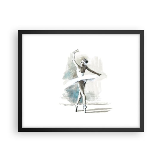 Obraz - Plakat - Zaklęta w łabędzia - 50x40cm - Baletnica Taniec Balet - Foto Plakaty w ramie koloru czarnego do Salonu Sypialni ARTTOR ARTTOR