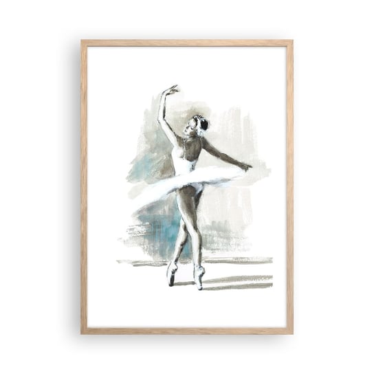Obraz - Plakat - Zaklęta w łabędzia - 50x70cm - Baletnica Taniec Balet - Nowoczesny modny obraz Plakat rama jasny dąb ARTTOR ARTTOR