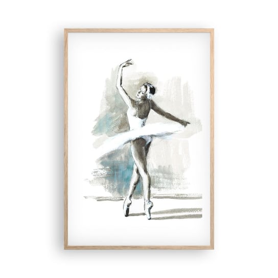 Obraz - Plakat - Zaklęta w łabędzia - 61x91cm - Baletnica Taniec Balet - Foto Plakaty na ścianę w ramie jasny dąb - Plakat do Salonu Sypialni ARTTOR ARTTOR