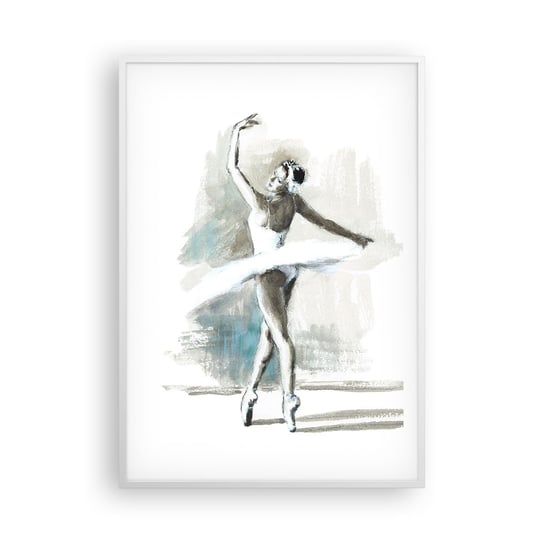 Obraz - Plakat - Zaklęta w łabędzia - 70x100cm - Baletnica Taniec Balet - Foto Plakaty w ramie koloru białego do Salonu Sypialni ARTTOR ARTTOR