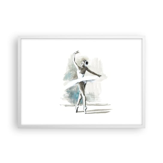 Obraz - Plakat - Zaklęta w łabędzia - 70x50cm - Baletnica Taniec Balet - Nowoczesny modny obraz Plakat rama biała ARTTOR ARTTOR