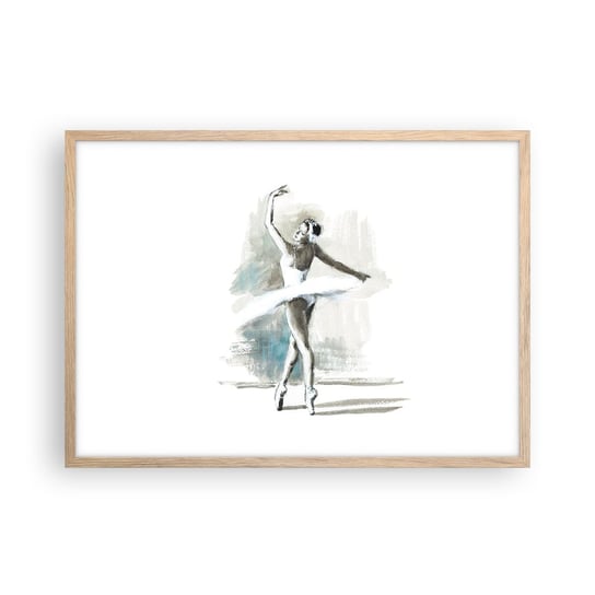 Obraz - Plakat - Zaklęta w łabędzia - 70x50cm - Baletnica Taniec Balet - Nowoczesny modny obraz Plakat rama jasny dąb ARTTOR ARTTOR
