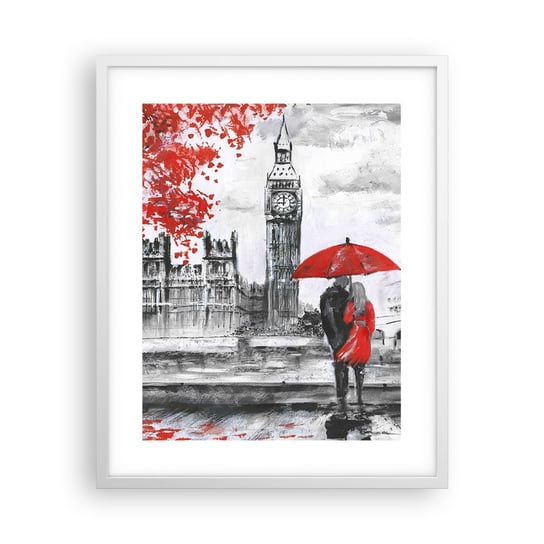 Obraz - Plakat - Zakochani w Londynie - 40x50cm - Miasto Londyn Zakochana Para - Foto Plakaty w ramie koloru białego do Salonu Sypialni ARTTOR ARTTOR