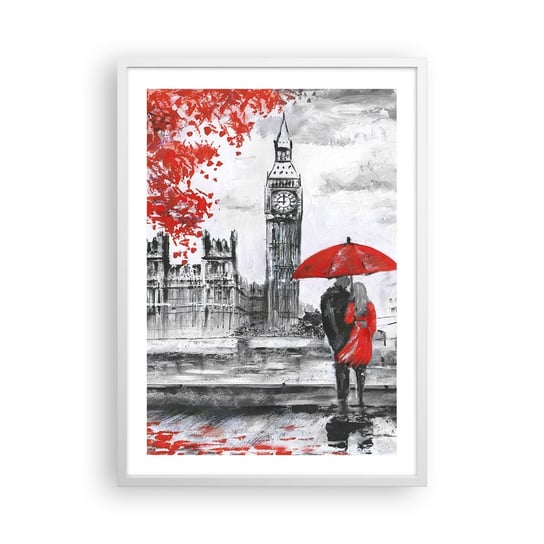 Obraz - Plakat - Zakochani w Londynie - 50x70cm - Miasto Londyn Zakochana Para - Nowoczesny modny obraz Plakat rama biała ARTTOR ARTTOR