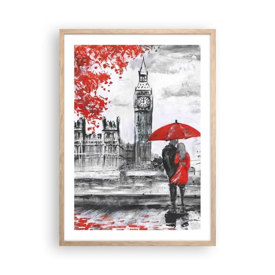 Obraz - Plakat - Zakochani w Londynie - 50x70cm - Miasto Londyn Zakochana Para - Nowoczesny modny obraz Plakat rama jasny dąb ARTTOR ARTTOR