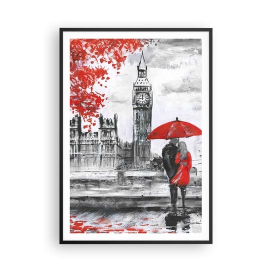 Obraz - Plakat - Zakochani w Londynie - 70x100cm - Miasto Londyn Zakochana Para - Foto Plakaty w ramie koloru czarnego do Salonu Sypialni ARTTOR ARTTOR