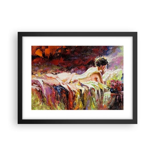Obraz - Plakat - Zamyślona Wenus - 40x30cm - Kobieta Ciało Sztuka - Foto Plakaty na ścianę w czarnej ramie - Plakat do Salonu Sypialni ARTTOR ARTTOR