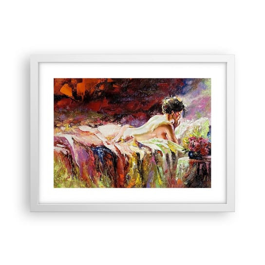 Obraz - Plakat - Zamyślona Wenus - 40x30cm - Kobieta Ciało Sztuka - Foto Plakaty na ścianę w ramie białej - Plakat do Salonu Sypialni ARTTOR ARTTOR