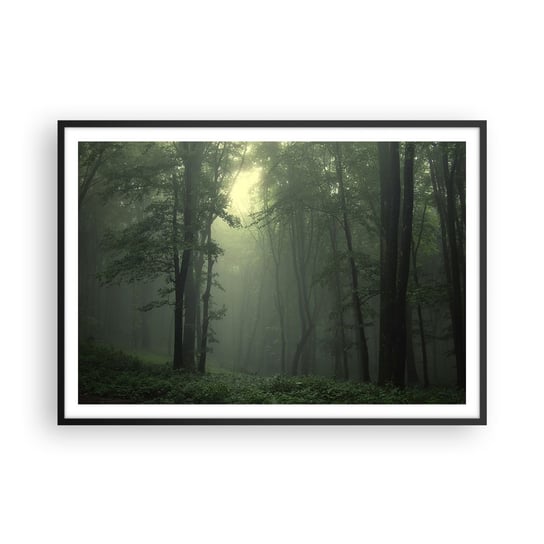 Obraz - Plakat - Zanim się obudzi - 100x70cm - Krajobraz Las Natura - Foto Plakaty w ramie koloru czarnego do Salonu Sypialni ARTTOR ARTTOR