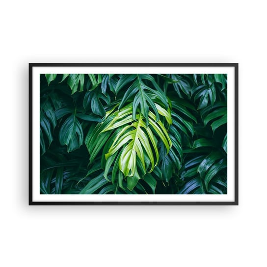 Obraz - Plakat - Zanurzyć się w świeżości - 91x61cm - Roślina Tropikalna Liść Monstery Natura - Foto Plakaty na ścianę w czarnej ramie - Plakat do Salonu Sypialni ARTTOR ARTTOR