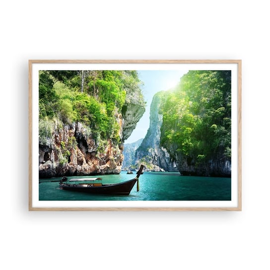 Obraz - Plakat - Zaproszenie do egzotycznej podróży - 100x70cm - Krajobraz Tajlandia Morze - Foto Plakaty w ramie koloru jasny dąb do Salonu Sypialni ARTTOR ARTTOR