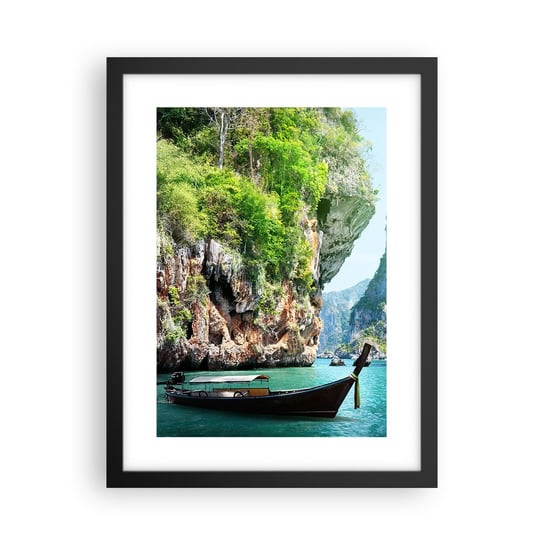 Obraz - Plakat - Zaproszenie do egzotycznej podróży - 30x40cm - Krajobraz Tajlandia Morze - Foto Plakaty na ścianę w czarnej ramie - Plakat do Salonu Sypialni ARTTOR ARTTOR
