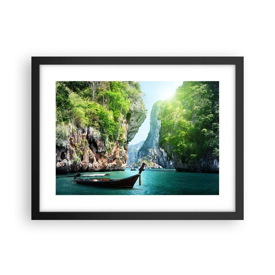 Obraz - Plakat - Zaproszenie do egzotycznej podróży - 40x30cm - Krajobraz Tajlandia Morze - Foto Plakaty na ścianę w czarnej ramie - Plakat do Salonu Sypialni ARTTOR ARTTOR
