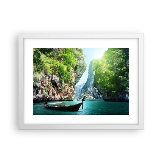 Obraz - Plakat - Zaproszenie do egzotycznej podróży - 40x30cm - Krajobraz Tajlandia Morze - Foto Plakaty na ścianę w ramie białej - Plakat do Salonu Sypialni ARTTOR ARTTOR