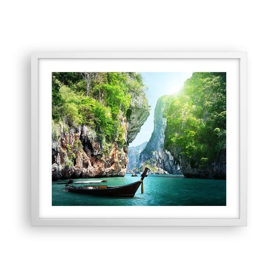 Obraz - Plakat - Zaproszenie do egzotycznej podróży - 50x40cm - Krajobraz Tajlandia Morze - Foto Plakaty w ramie koloru białego do Salonu Sypialni ARTTOR ARTTOR