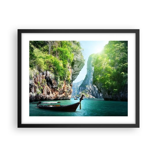 Obraz - Plakat - Zaproszenie do egzotycznej podróży - 50x40cm - Krajobraz Tajlandia Morze - Foto Plakaty w ramie koloru czarnego do Salonu Sypialni ARTTOR ARTTOR
