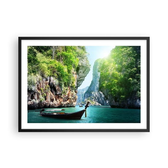 Obraz - Plakat - Zaproszenie do egzotycznej podróży - 70x50cm - Krajobraz Tajlandia Morze - Nowoczesny modny obraz Plakat czarna rama ARTTOR ARTTOR