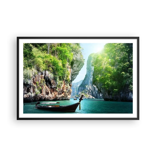 Obraz - Plakat - Zaproszenie do egzotycznej podróży - 91x61cm - Krajobraz Tajlandia Morze - Foto Plakaty na ścianę w czarnej ramie - Plakat do Salonu Sypialni ARTTOR ARTTOR
