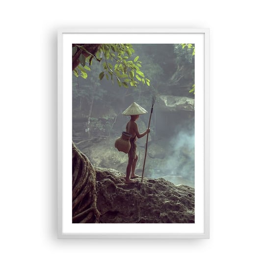 Obraz - Plakat - Zaprzyjaźniony z naturą - 50x70cm - Azja Wodospad Krajobraz - Nowoczesny modny obraz Plakat rama biała ARTTOR ARTTOR