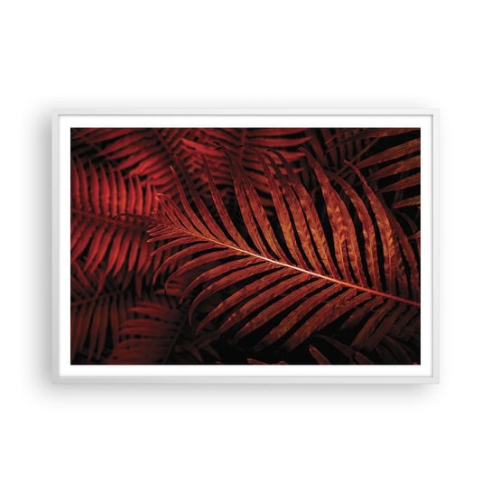 Obraz - Plakat - Żar życia - 100x70cm - Abstrakcja Liście Palmowe Roślina Tropikalna - Foto Plakaty w ramie koloru białego do Salonu Sypialni ARTTOR ARTTOR