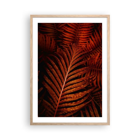 Obraz - Plakat - Żar życia - 50x70cm - Abstrakcja Liście Palmowe Roślina Tropikalna - Nowoczesny modny obraz Plakat rama jasny dąb ARTTOR ARTTOR