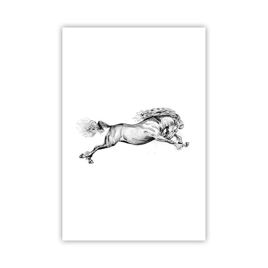 Obraz - Plakat - Zatrzymany w galopie - 61x91cm - Koń Zwierzęta Grafika - Foto Plakaty na ścianę bez ramy - Plakat do Salonu Sypialni ARTTOR ARTTOR