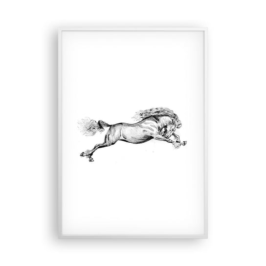 Obraz - Plakat - Zatrzymany w galopie - 70x100cm - Koń Zwierzęta Grafika - Foto Plakaty w ramie koloru białego do Salonu Sypialni ARTTOR ARTTOR