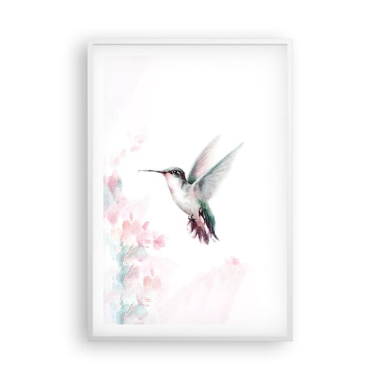 Obraz - Plakat - Zatrzymany w trzepocie - 61x91cm - Koliber Ptak Sztuka - Foto Plakaty na ścianę w ramie białej - Plakat do Salonu Sypialni ARTTOR ARTTOR
