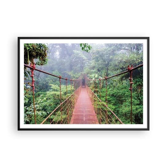 Obraz - Plakat - Zawieszony nad koronami - 100x70cm - Krajobraz Dżungla Kostaryka - Foto Plakaty w ramie koloru czarnego do Salonu Sypialni ARTTOR ARTTOR