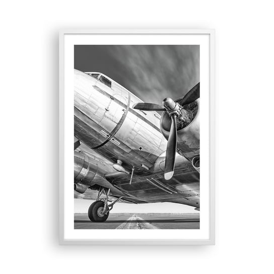 Obraz - Plakat - Zawsze gotowy do lotu - 50x70cm - Samolot Retro Lotnictwo - Nowoczesny modny obraz Plakat rama biała ARTTOR ARTTOR