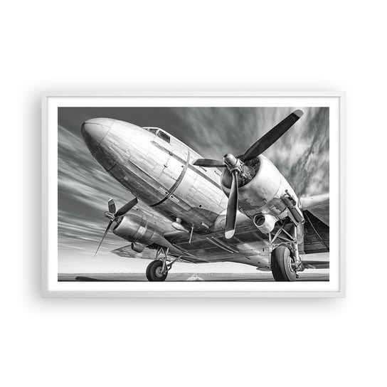 Obraz - Plakat - Zawsze gotowy do lotu - 91x61cm - Samolot Retro Lotnictwo - Foto Plakaty na ścianę w ramie białej - Plakat do Salonu Sypialni ARTTOR ARTTOR