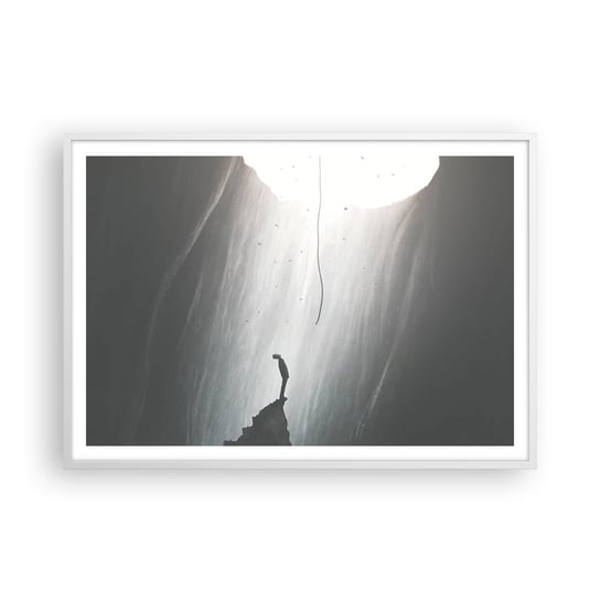 Obraz - Plakat - Zawsze jest jakieś wyjście - 100x70cm - Jaskinia Człowiek Wspinaczka - Foto Plakaty w ramie koloru białego do Salonu Sypialni ARTTOR ARTTOR