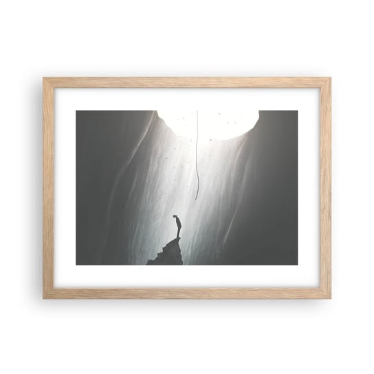 Obraz - Plakat - Zawsze jest jakieś wyjście - 40x30cm - Jaskinia Człowiek Wspinaczka - Foto Plakaty na ścianę w ramie jasny dąb - Plakat do Salonu Sypialni ARTTOR ARTTOR