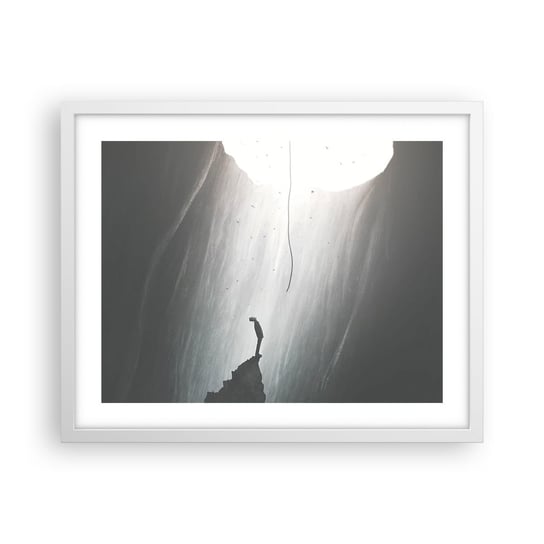 Obraz - Plakat - Zawsze jest jakieś wyjście - 50x40cm - Jaskinia Człowiek Wspinaczka - Foto Plakaty w ramie koloru białego do Salonu Sypialni ARTTOR ARTTOR