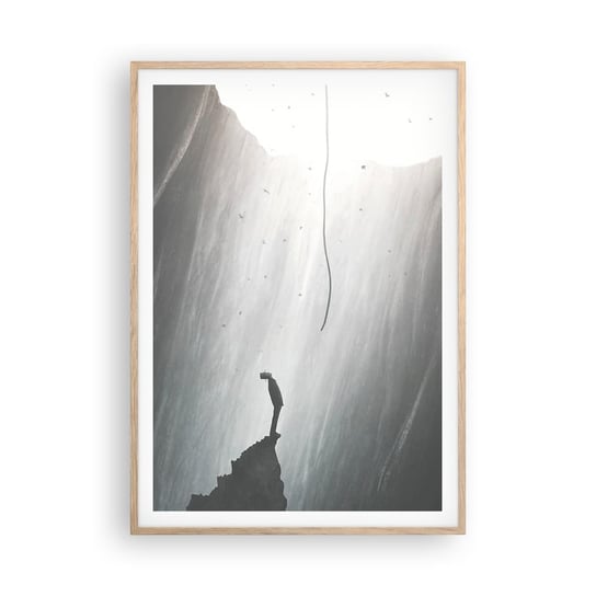 Obraz - Plakat - Zawsze jest jakieś wyjście - 70x100cm - Jaskinia Człowiek Wspinaczka - Foto Plakaty w ramie koloru jasny dąb do Salonu Sypialni ARTTOR ARTTOR