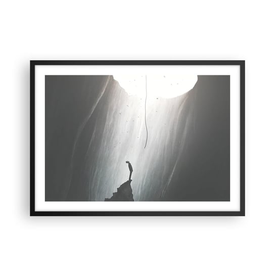 Obraz - Plakat - Zawsze jest jakieś wyjście - 70x50cm - Jaskinia Człowiek Wspinaczka - Nowoczesny modny obraz Plakat czarna rama ARTTOR ARTTOR