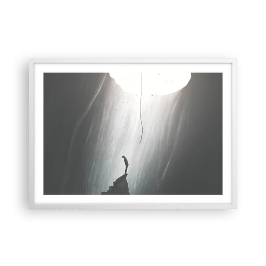 Obraz - Plakat - Zawsze jest jakieś wyjście - 70x50cm - Jaskinia Człowiek Wspinaczka - Nowoczesny modny obraz Plakat rama biała ARTTOR ARTTOR