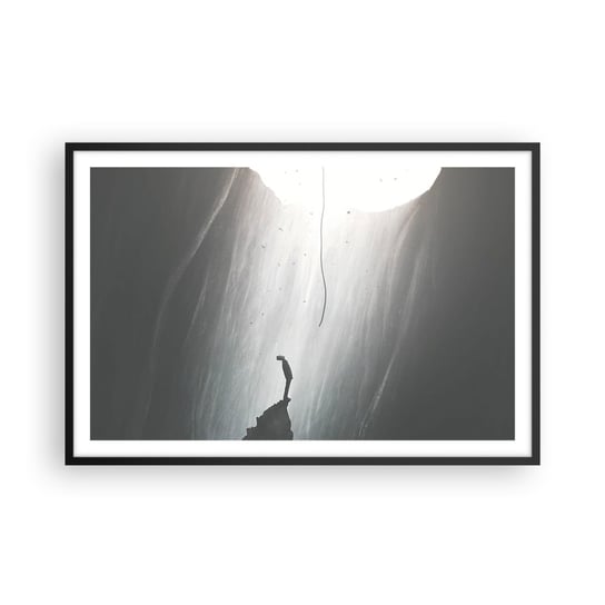 Obraz - Plakat - Zawsze jest jakieś wyjście - 91x61cm - Jaskinia Człowiek Wspinaczka - Foto Plakaty na ścianę w czarnej ramie - Plakat do Salonu Sypialni ARTTOR ARTTOR