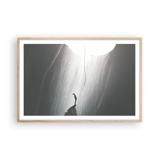 Obraz - Plakat - Zawsze jest jakieś wyjście - 91x61cm - Jaskinia Człowiek Wspinaczka - Foto Plakaty na ścianę w ramie jasny dąb - Plakat do Salonu Sypialni ARTTOR ARTTOR