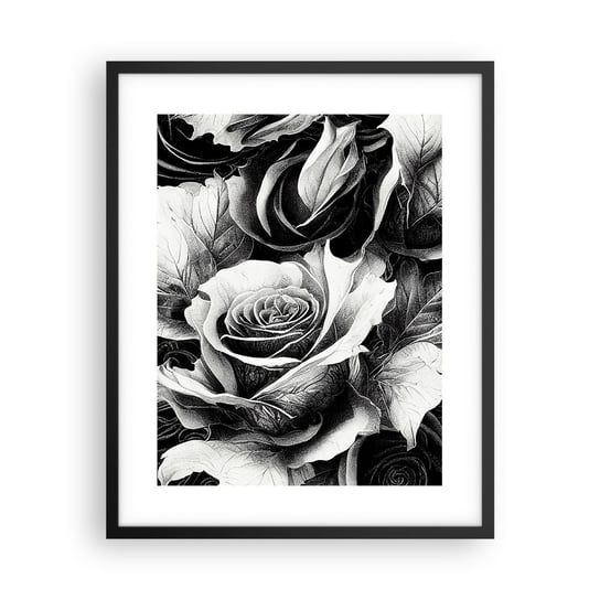 Obraz - Plakat - Zawsze królowa - 40x50cm - Kwiaty Róże Czarno-Biały - Foto Plakaty w ramie koloru czarnego do Salonu Sypialni ARTTOR ARTTOR