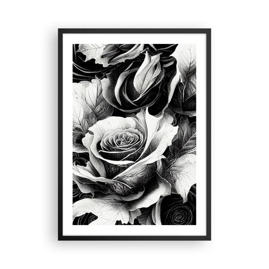 Obraz - Plakat - Zawsze królowa - 50x70cm - Kwiaty Róże Czarno-Biały - Nowoczesny modny obraz Plakat czarna rama ARTTOR ARTTOR